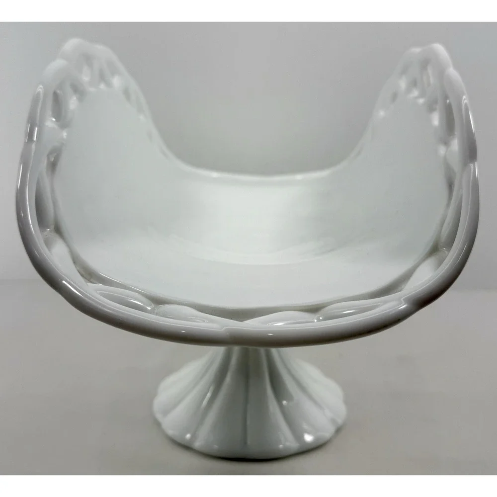 Vintage Colony Milk Glass Open Lace Pedestal Compote Fruit‎ Bowl 13.75
